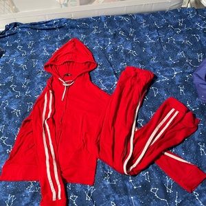 Red 2 piece legging jacket set fashion nova